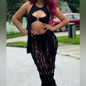 Handmade crotchet co-ord pant set.